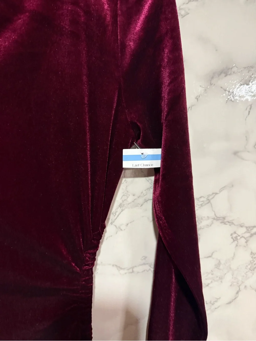 NEW Petal & Pup Sarine Burgundy Red Velvet Maxi Dress with Side Cutout S